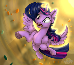 Size: 900x800 | Tagged: safe, artist:laurasscetches, imported from derpibooru, twilight sparkle, alicorn, pony, my little pony: the movie, explicit source, falling, female, flying, mare, open mouth, scene interpretation, solo, spread wings, twilight sparkle (alicorn), underhoof, wide eyes, wings