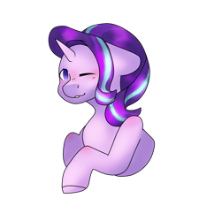 Size: 1800x2000 | Tagged: safe, artist:starcakesoc, imported from derpibooru, starlight glimmer, pony, unicorn, female, one eye closed, simple background, solo, transparent background