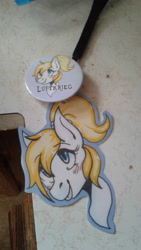 Size: 2560x1440 | Tagged: safe, artist:anonymous, imported from derpibooru, oc, oc:luftkrieg, pony, aryan, aryan pony, blonde, female, filly, irl, keychain, merchandise, nazipone, photo, physical, pin