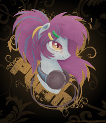 Size: 1200x1395 | Tagged: safe, artist:littlehybridshila, imported from derpibooru, oc, oc:aerial soundwaves, pony, headphones, ponytail