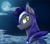 Size: 1738x1525 | Tagged: safe, artist:equestrian-downfall, imported from derpibooru, bat pony, pony, armor, cloud, helmet, looking at you, looking over shoulder, male, moon, night guard, slit eyes, slit pupils, solo, stallion