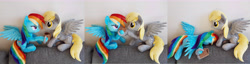 Size: 11672x2992 | Tagged: safe, artist:epicrainbowcrafts, imported from derpibooru, derpy hooves, rainbow dash, pony, cider, faint, high res, irl, lidded eyes, photo, plushie