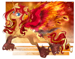 Size: 900x708 | Tagged: safe, artist:castaspellliana, imported from derpibooru, philomena, sunset shimmer, alicorn, phoenix, pony, alicornified, chest fluff, coat markings, digital art, female, fiery shimmer, fiery wings, fire, mare, race swap, shimmercorn, signature, unshorn fetlocks