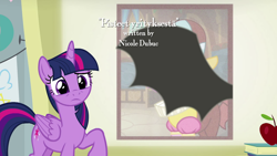 Size: 1280x720 | Tagged: safe, imported from derpibooru, screencap, chancellor puddinghead, spike, twilight sparkle, alicorn, dragon, marks for effort, season 8, spoiler:s08, credits, finnish, nicole dubuc, shadow, twilight sparkle (alicorn), winged spike, wings