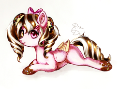 Size: 3642x2672 | Tagged: safe, artist:rikadiane, imported from derpibooru, oc, oc only, pegasus, pony, female, heterochromia, high res, mare, prone, solo, two toned wings