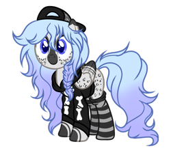 Size: 1024x943 | Tagged: safe, artist:mintoria, imported from derpibooru, oc, oc only, oc:cutesy smile, pegasus, pony, backwards ballcap, baseball cap, cap, clothes, female, hat, hoodie, mare, simple background, socks, solo, striped socks, transparent background