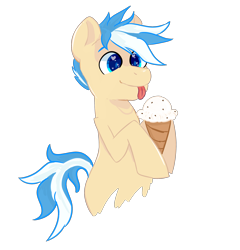 Size: 2400x2500 | Tagged: safe, artist:kiwiscribbles, imported from derpibooru, oc, oc only, oc:vanilla daze, pony, food, heart eyes, ice cream, simple background, solo, tongue out, transparent background, wingding eyes