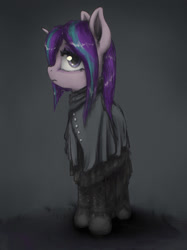 Size: 2000x2667 | Tagged: safe, artist:plotcore, imported from derpibooru, starlight glimmer, pony, unicorn, clothes, dress, edgelight glimmer, emo, female, goth, solo, teenage glimmer, teenager