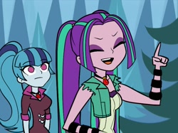 Size: 750x562 | Tagged: safe, artist:rileyav, imported from derpibooru, aria blaze, sonata dusk, equestria girls, reference, reference to another series, style emulation, total drama, total drama island