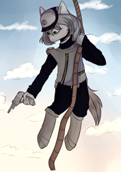 Size: 2507x3541 | Tagged: artist needed, safe, imported from derpibooru, oc, oc only, oc:light knight, anthro, unguligrade anthro, captain scarlet and the mysterons, cartoon, solo