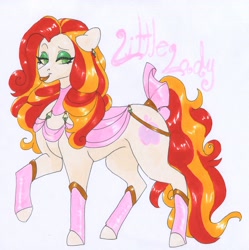 Size: 2509x2516 | Tagged: safe, artist:frozensoulpony, imported from derpibooru, oc, oc only, oc:little lady, earth pony, pony, female, high res, mare, offspring, parent:applejack, parent:jet set, parents:applejet, solo, traditional art
