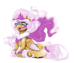 Size: 3767x3104 | Tagged: safe, alternate version, artist:dimidiummorsumbra, imported from derpibooru, fluttershy, pegasus, pony, armor, butt, cape, clothes, ear fluff, jewelry, plot, simple background, sitting, slit eyes, slit pupils, smiling, tiara, tongue out, transparent background, unshorn fetlocks