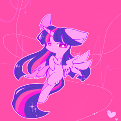 Size: 800x800 | Tagged: safe, artist:jisuppe, imported from derpibooru, twilight sparkle, alicorn, pony, female, pink background, simple background, solo, twilight sparkle (alicorn)