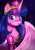 Size: 2787x3989 | Tagged: dead source, safe, artist:imalou, imported from derpibooru, twilight sparkle, alicorn, pony, 2018, beautiful, cheek fluff, clothes, cute, detailed, ear fluff, element of magic, everfree northwest, female, fluffy, glow, glowing, gradient background, leg fluff, looking at you, mare, neck fluff, open mouth, solo, sparkles, spread wings, twiabetes, twilight sparkle (alicorn), wide eyes, wings