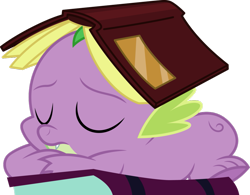 Size: 1013x789 | Tagged: safe, artist:dashiesparkle, imported from derpibooru, spike, dragon, amending fences, book, cute, eyes closed, male, prone, simple background, sleeping, solo, transparent background, vector