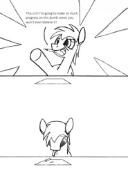 Size: 857x1161 | Tagged: safe, artist:dsb71013, imported from derpibooru, oc, oc only, oc:night cap, artist's block, comic, fail, monochrome, pencil, writer's block