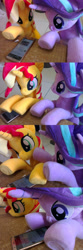 Size: 2048x6144 | Tagged: safe, artist:nekokevin, imported from derpibooru, starlight glimmer, sunset shimmer, pony, unicorn, series:nekokevin's glimmy, cellphone, comic, irl, phone, photo, plushie, smartphone