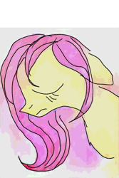 Size: 800x1200 | Tagged: safe, artist:deathnotebrony, derpibooru exclusive, imported from derpibooru, fluttershy, pony, bust, digital art, eyes closed, female, floppy ears, ibispaint x, profile, sad, simple background, solo