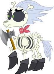 Size: 3700x5060 | Tagged: safe, artist:andrevus, imported from derpibooru, skellinore, skeleton pony, the break up breakdown, axe, battle axe, bone, boots, female, high res, mare, neckerchief, shoes, simple background, skeleton, solo, transparent background, vector, weapon