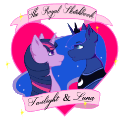 Size: 1000x1000 | Tagged: safe, artist:blasphemy90, imported from derpibooru, princess luna, twilight sparkle, twilight sparkle (alicorn), alicorn, animated, boop, female, lesbian, mutual booping, shipping, twiluna