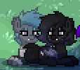 Size: 114x101 | Tagged: safe, imported from derpibooru, oc, oc only, oc:cadaver, oc:dew, bat pony, pony, pony town, bat pony oc, cute, goth, pixel art, shipping fuel