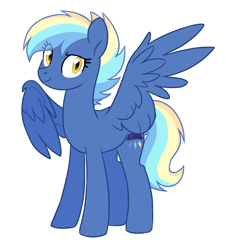 Size: 1324x1464 | Tagged: safe, artist:darlyjay, imported from derpibooru, oc, oc only, oc:west rain, pegasus, pony, female, mare, offspring, parent:rainbow dash, parent:soarin', parents:soarindash, simple background, solo, white background