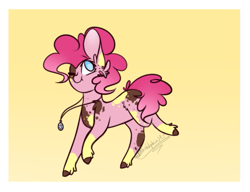 Size: 561x431 | Tagged: safe, artist:pinkdolphin147, imported from derpibooru, pinkie pie, pony, alternate design, female, one eye closed, solo, wink