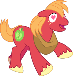 Size: 5662x5960 | Tagged: safe, artist:jhayarr23, imported from derpibooru, big macintosh, earth pony, pony, the break up breakdown, absurd resolution, happy, heart, heart eyes, male, running, simple background, solo, stallion, transparent background, vector, wingding eyes