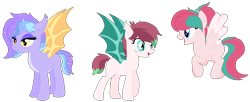 Size: 1166x474 | Tagged: safe, artist:zafara1222, imported from derpibooru, oc, oc only, bat pony, pegasus, pony, female, mare, simple background, transparent background