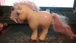 Size: 2048x1152 | Tagged: safe, imported from derpibooru, peachy, earth pony, pony, g1, irl, photo, solo, toy