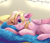 Size: 2000x1710 | Tagged: safe, artist:eggoat, artist:eggoatt, imported from derpibooru, oc, oc only, oc:bay breeze, pegasus, pony, bed, blanket, bow, cute, female, hair bow, looking at you, mare, messy mane, one eye closed, underhoof