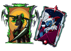 Size: 1324x948 | Tagged: safe, artist:daggerformle, imported from derpibooru, bat pony, unicorn, blood, card, halloween, holiday, male, pixel art, simple background, smug, transparent background