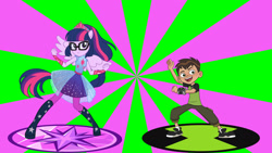 Size: 1920x1080 | Tagged: safe, edit, imported from derpibooru, sci-twi, twilight sparkle, equestria girls, equestria girls series, ben 10, ben 10 2016, ben tennyson, omnitrix, tara strong, voice actor joke