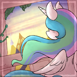 Size: 1000x1000 | Tagged: safe, artist:urbanqhoul, imported from derpibooru, princess celestia, alicorn, pony, female, mare, solo