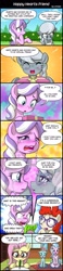 Size: 800x3460 | Tagged: safe, artist:uotapo, imported from derpibooru, diamond tiara, fluttershy, ocellus, silver spoon, silverstream, twist, classical hippogriff, earth pony, hippogriff, pegasus, pony, comic, female, filly, fujoshy, glasses, hearts and hooves day, implied gallus, implied lesbian, lesbian, mare, otakushy, present, seiza, shipper on deck, shipping, silvertiara