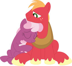Size: 3572x3281 | Tagged: safe, artist:porygon2z, imported from derpibooru, big macintosh, cheerilee, cheerimac, female, male, shipping, simple background, snuggling, straight, transparent background