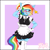 Size: 5000x5000 | Tagged: safe, artist:pastel-pony-princess, imported from derpibooru, rainbow dash, anthro, pegasus, absurd resolution, bow, clothes, cuffs (clothes), eyeshadow, female, french maid, maid, makeup, one eye closed, solo, wink