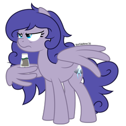 Size: 2875x2875 | Tagged: safe, artist:besttubahorse, imported from derpibooru, oc, oc only, oc:cloud skimmer, pegasus, pony, female, frappe, grumpy, mare, signature, simple background, solo, text, transparent background, unamused, vector, wing hold