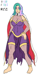 Size: 1024x1865 | Tagged: safe, artist:korencz11, imported from derpibooru, princess celestia, human, abs, barefoot, cape, clothes, feet, female, humanized, kingdom of the desert sky, muscles, solo