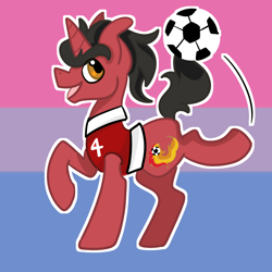 Size: 800x800 | Tagged: safe, artist:redpalette, imported from derpibooru, pony, unicorn, bisexual pride flag, bisexuality, commission, cute, digital art, football, lgbt, pride, pride flag, sports