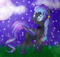 Size: 1900x1820 | Tagged: safe, artist:bloodlover2222, imported from derpibooru, oc, oc only, oc:gabriela, bat pony, pony, base used, bat pony oc, braid, female, full moon, mare, moon, night, solo