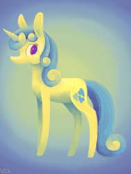 Size: 500x663 | Tagged: safe, artist:comickit, artist:winkout, imported from derpibooru, lemon hearts, pony, unicorn, abstract background, cutie mark, female, looking back, mare, solo