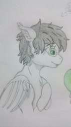 Size: 2160x3840 | Tagged: safe, artist:skipper arias, imported from derpibooru, oc, oc:silver s, bat pony, bat pony oc, green eyes, sketch, traditional art, white