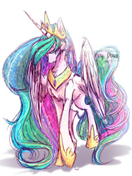 Size: 1500x2000 | Tagged: safe, artist:kary-draws, imported from derpibooru, princess celestia, alicorn, pony, female, mare, simple background, solo, white background