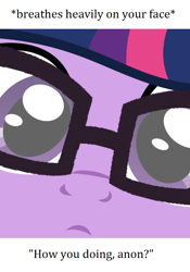 Size: 500x714 | Tagged: safe, edit, imported from derpibooru, part of a set, sci-twi, twilight sparkle, pony, unicorn, close up series, close-up, equestria girls ponified, extreme close up, extreme close-up, female, glasses, ponified, solo, unicorn sci-twi