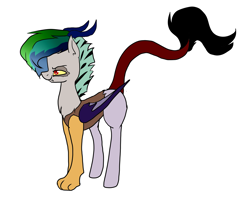 Size: 2417x1980 | Tagged: safe, artist:pinkgalaxy56, imported from derpibooru, oc, oc only, oc:destroyed sun, draconequus, hybrid, interspecies offspring, male, offspring, parent:discord, parent:princess celestia, parents:dislestia, simple background, solo, white background