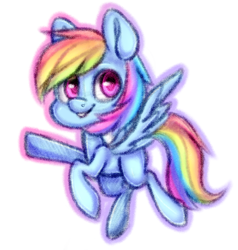 Size: 1024x1074 | Tagged: safe, artist:pinipy, imported from derpibooru, rainbow dash, pegasus, pony, doodle, female, smiling, solo, waving