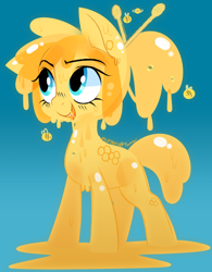 Size: 2160x2770 | Tagged: safe, artist:zombie, imported from derpibooru, oc, oc only, oc:bee, bee, goo pony, original species, cute, food, honey, ocbetes, solo