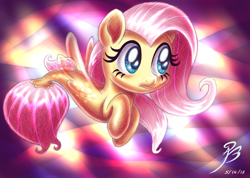 Size: 2473x1758 | Tagged: safe, artist:angelbeedrawings, imported from derpibooru, fluttershy, seapony (g4), female, seaponified, seapony fluttershy, solo, species swap