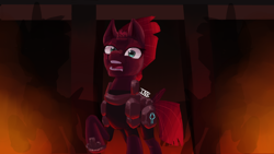 Size: 1024x576 | Tagged: safe, artist:inkiidonut, imported from derpibooru, tempest shadow, pony, unicorn, my little pony: the movie, fanart, female, looking at you, mare, open mouth, open up your eyes, scene interpretation, solo